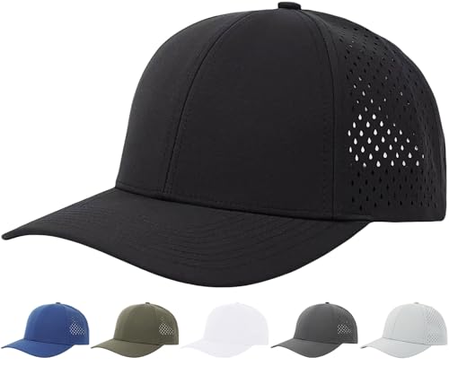 Image of Men's Baseball Cap Fits OSFM & XXL Laser Perforated Golf Ball Hat Water Resistant Quick Dry Adjustable Snapback Caps