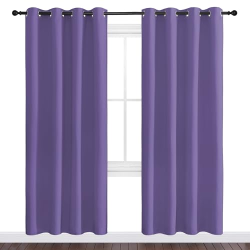 Image of NICETOWN Lilac Purple Blackout Curtains 78 inch Long, 55 inch Wide, 2 Pieces for Office, Dining, Guest Room - Sound Reducing, Heat and Cold Block Panels for Modern Decorative