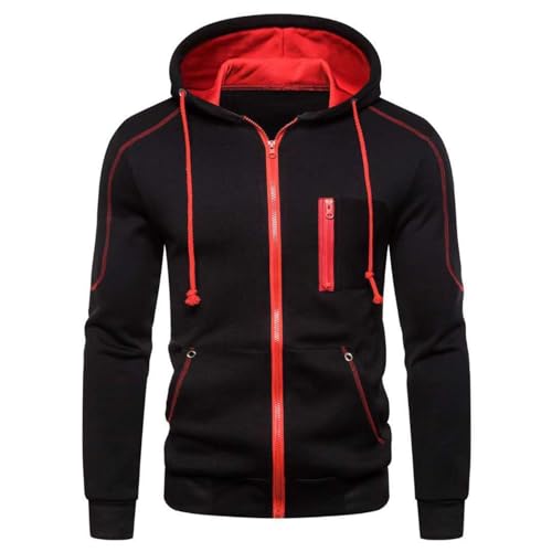Generic Men's Hooded Hoodie Full Zip Fleece Sweatshirt Zip Up Long Sleeve Workout Pocket Hooded Slim Fit