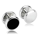 ♡Materal:Acero Inoxidable Daesar Gemelos Camisa 1 Par Gemelos Hombre Gemelos Acero Inoxidable Plata Redondo Ágata Smoking Botones Set Gemelos Camisa Alianzas de Boda