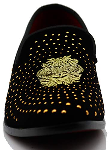 Image of SPK26 Men's Vintage Velvet Rhinestone Designer Dress Loafers Slip On Shoes Classic Tuxedo Dress Shoes