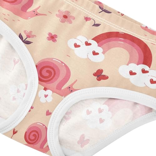 Wusikd Snails Rainbows Girls' Underwear Cotton Flowers Hearts Girls Briefs Soft Toddler Underwear 5T4