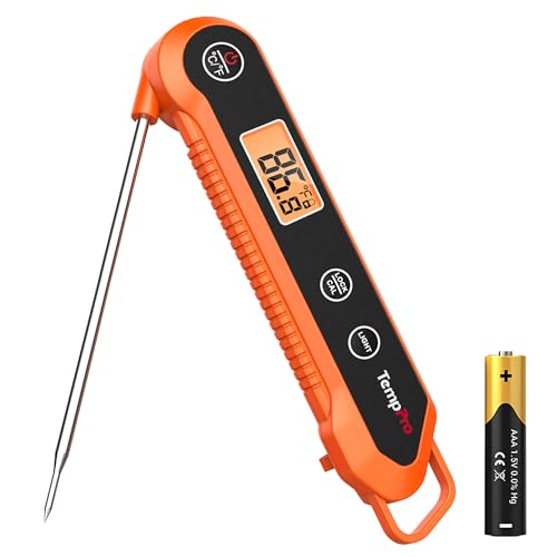 TempPro Digital Instant Read Meat Thermometer for Grilling Waterproof Kitchen Food Thermometer with Calibration Backlight Baking Bread Candy Thermometer Cooking Tools Utensils (Previously ThermoPro)