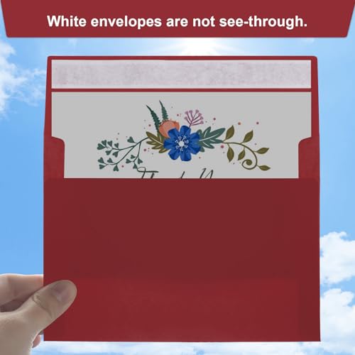 Image of 50 Packs Wine Red 5x7 Envelopes 5x7, Deep Red Color A7 Envelopes, Burgundy Invitations, Photos, Greeting Cards, Mailing