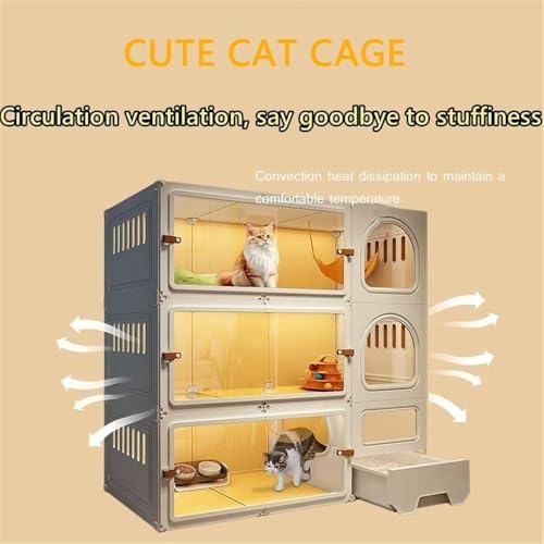 Indoor Cat Cage with Litter Box, Large Transparent Door Enclosure, Comfortable Cat House for Indoor Use, Spacious Kitty Habitat, Perfect for Cats and Kittens