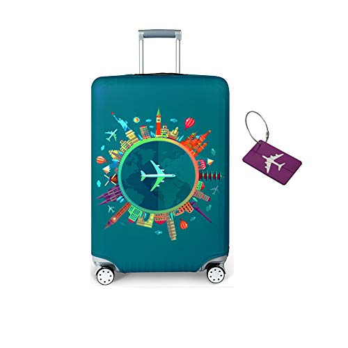 Housse de Protection pour Bagages Luggage Cover et Étiquette de Housse Valise Elastique Couverture Protection de Valise Housse de Bagage Luggage Cover (Voyage, L (25"-28" Valise)) Cover