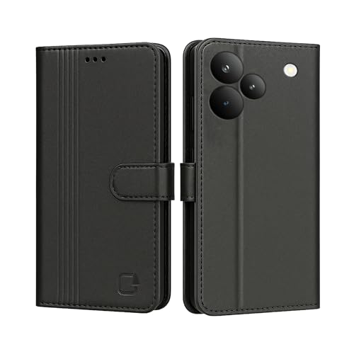 Image of AIBEX Shock Proof Flip Compatible for Realme P4 Pro 5G Flip Cover Leather Finish | Inside TPU with Card Pockets | Wallet Stand | Complete Protection Flip Case - Black