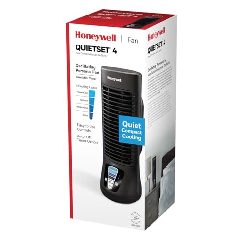 Honeywell QuietSet Personal Table Fan, Oscillating Personal Desk Fan For Bedroom with Quiet Operation, 4 Levels of Power and Sound, Black, HTF210B - image 8