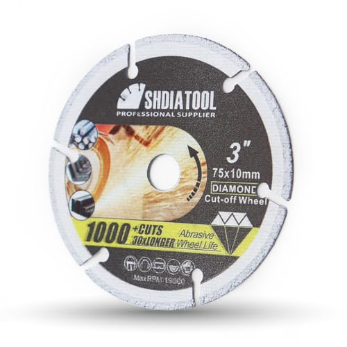 SHDIATOOL Diamond Cutting Wheel 75MM for Metal,Cut Off Disc on Rebar, Steel, Iron and INOX with Arbor 10mm