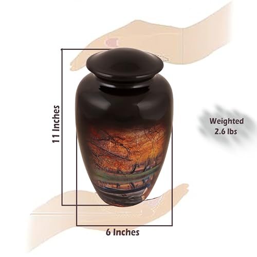 Image of Memorials Cremation Urns - Handcrafted Adult Urn, Large Burial Urns for Ashes - Orange Black