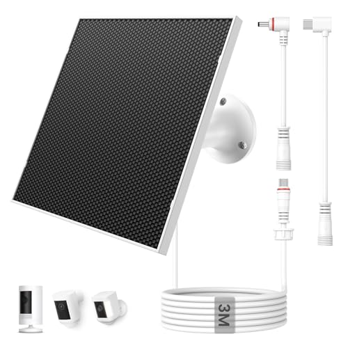 Kfonla Solarpanel für Ring Kamera 6W Solar Ladegerät mit USB-C und DC für Ring Stick Up Cam Plus Pro und Spotlight Cam Battery Serie IP65 Wassergeschützt 3m Kabel 360 Grad Verstellbarer Halter