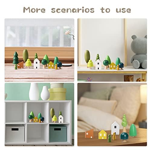 Set D'Arbres En Bois Montessori – 8 Miniatures Assorties + Figurines Et Pierres Pour Décoration Et Jeu Éducatif