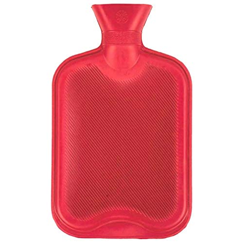 T&B® - Botella de agua caliente (2 L), diseño tradicional con forma de píldora de goma con tapa segura a prueba de fugas