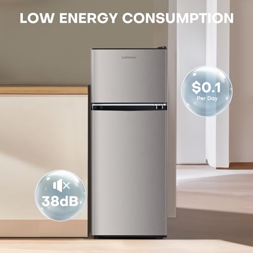 Upstreman SR401 4.0 Cu.Ft. Small Refrigerator With Freezer, Dorm Essentials, Double Door, Mini Fridge thumb #4
