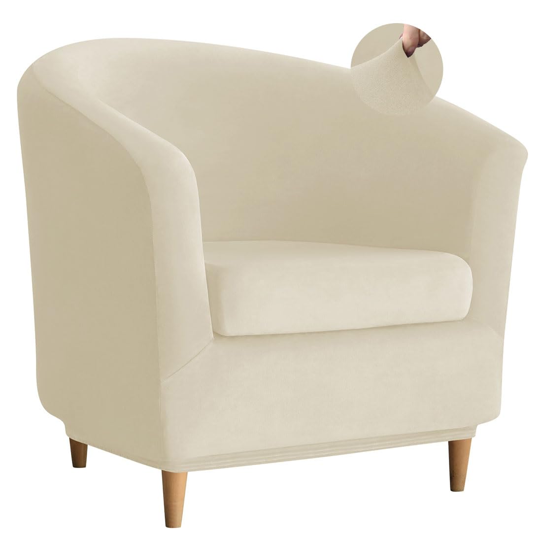Photo 1 of Bifaunvogel Velvet Club Chair Slipcover - Beige
