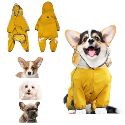 ZFOEFO Chubasquero Perros con Capucha Transparente, Impermeable para Perros Amarillo, Chubasquero Reflectante Perros, Colcha Impermeable para Perros, Chubasquero para Perros, Impermeable para Perros