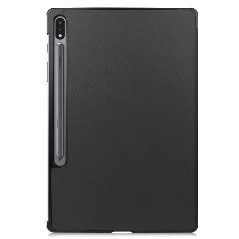 Image of Premium Shock Proof Stand Folio Multi Viewing Angles Hard PC Clear Back Case Cover Compatible with Samsung Galaxy Tab S8 Plus 12.4 inch (Black)