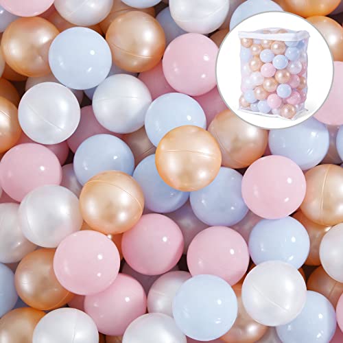 Image of Heopeis Ball Pit Balls - Phthalate Free BPA Free Non-Toxic Crush Proof Play Balls Pit Balls,2.2inches,100 Balls(Pink/Blue/Golden/Pearl White)