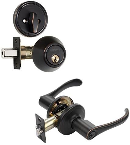 Dynasty HardwareV-CP-VAI-12P, Vail Front Door Entry Lever Lockset and Single Cylinder Deadbolt Combination Set, Aged Oil Rubbed Bronze