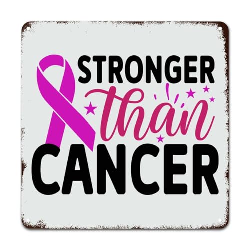 LMMIXEE Lint metalen bord sterker dan kanker aluminium metalen bord wanddecoratie voor woonkamer retro rustieke keuken muurkunst binnen en buiten decor 30,5 x 30,5 cm