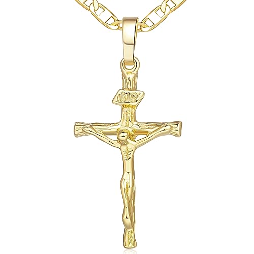 Cross Necklace 14K Gold Cross Necklaces for Women Crucifix Necklace Gold Pendant 45cm
