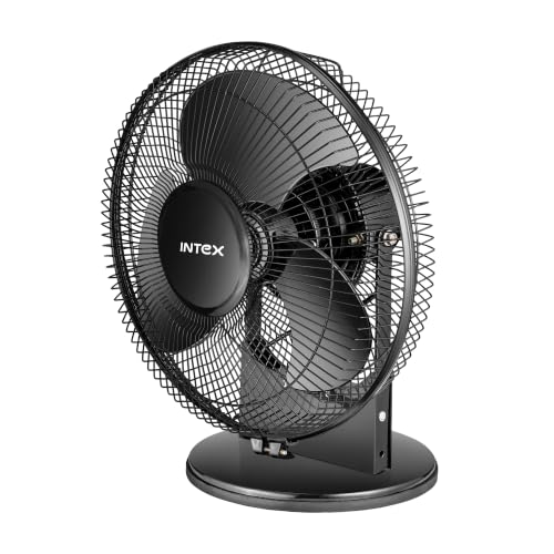Image of Intex Turbo Jet table fan jet 12 All Purpose Fan 280mm (12 Inch) | 145W High Speed Motor | 2500 RPM | 3 Speed Control | 180 Vertical Adjustment | Rust Proof Guard | Aerodynamic Blades | Black