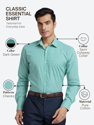 Image of Park Avenue Men Cotton Checkered Slim Fit Shirt