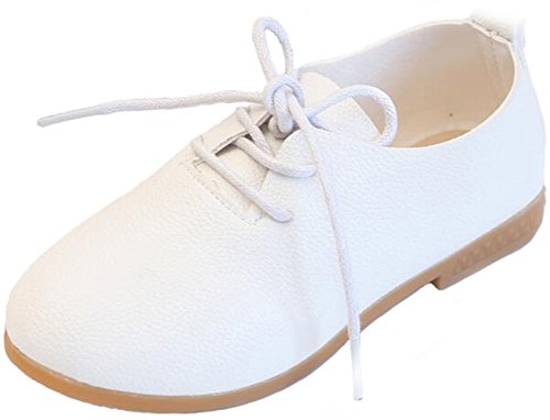 PPXID Fille garçon British Style Lace-Up Casual Flat Oxford Chaussures-Blanc 22