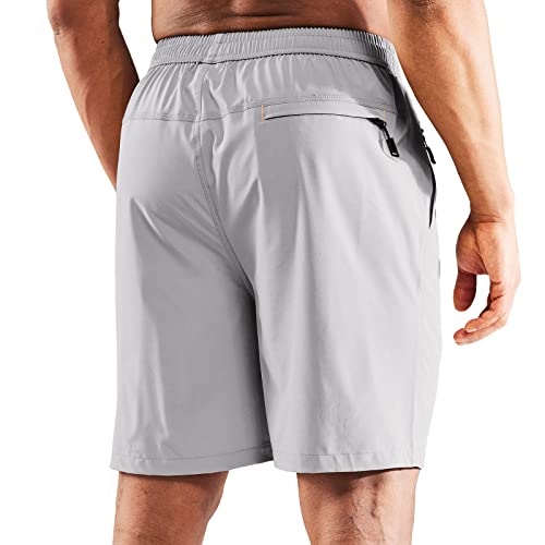 Image of MIER Men's Quick Dry Running Shorts with Zipper Pocket Elastic Waist Athletic Workout Exercise Shorts