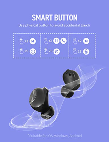 Auricolari senza fili, auricolari Bluetooth con microfono, cuffie stereo senza fili in-ear, IPX7 impermeabile, 30 ore di tempo di riproduzione con custodia di ricarica