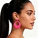 60s 70s Earrings for Women Acrylic Hot Pink Earrings for Women Dangle Retro Disco Earring 70s Accessories Women Big Round Circle Drop Dangle Vintage Groovy Earring 90s 80s 60s Jewelry (hot pink)