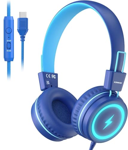 KONNAO Casque Audio Enfants USB Type C Bleu