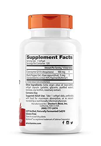 Image of Doctor Best High Absorption CoQ10 with BioPerine 100 mg 120 Softgels