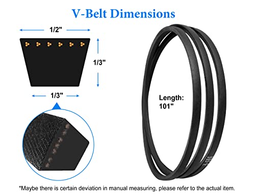 Budrash 429636 Deck Belt For Craftsman/Poulan/Hus Qvarna/Ayp 42 Inch Lawn Mower - 197253 Deck Drive Belt Replace For 532197253 532429636 598559101, 101 Inch Length #TOP1