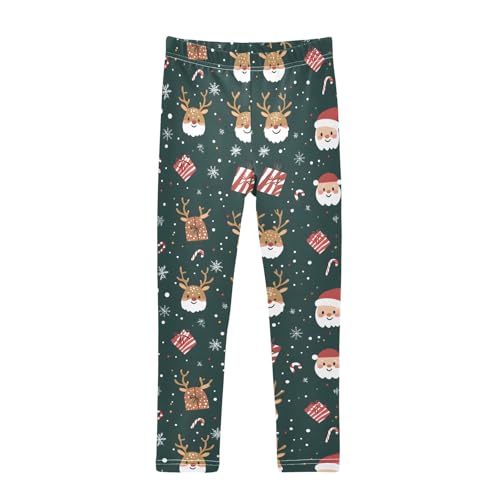 Christmas Reindeer Faces Girls Leggings Athletic Pants Tights Stretch Bottom