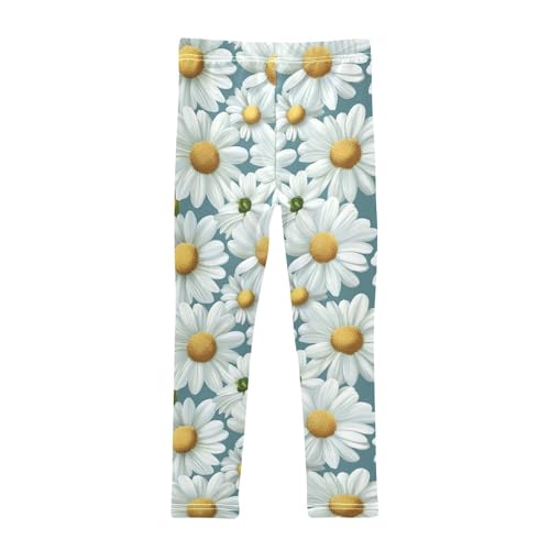 Girls Leggings Daisy Flowers Blue Soft Toddler Leggings for Girls Kids Pants Size 4T-10T2