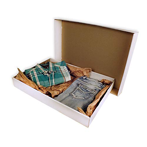Pack 250 Cajas para envíos 568x367x070mm. Caja de cartón Kraft Color Blanco. Caja telescópica en dos partes Fondo + Tapa.
