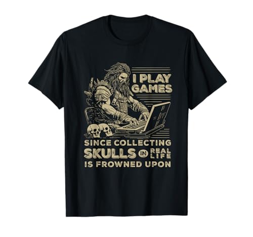 Gaming Warrior Collecting Skulls MMO RPG T-Shirt