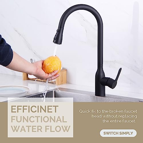 Replacement Faucet Sprayer Head, Angle Simple Kitchen Sink Faucet Nozzle Head, Pull Down Faucet Part, Male Threads, Matte Black #TOP5