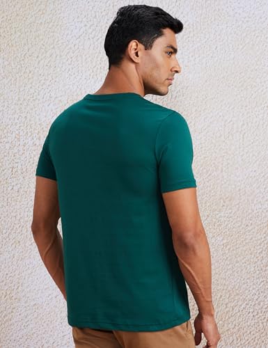 Image of Amazon Brand - Symbol Men's Solid Cotton T Shirt | Round Neck | Half Sleeve | Plain-Regular Fit (Available in Plus Sizes)