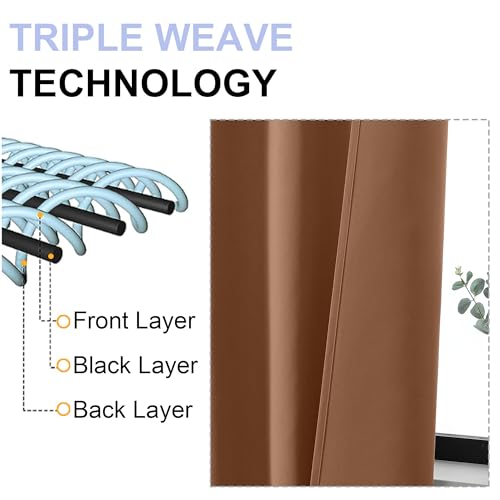 Simplebrand Ava Sun Baked Blackout Curtains for Bedroom 90 Inches Long 2 Panels Set, Solid Privacy Energy Saving Living Room Window Treatment Curtains Blackout Drapes, W50 x L90 Inch, Sun Baked