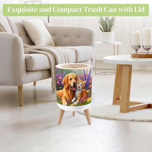 Caneca de basura pequeña con tapa y diseño redondo miniatura 2