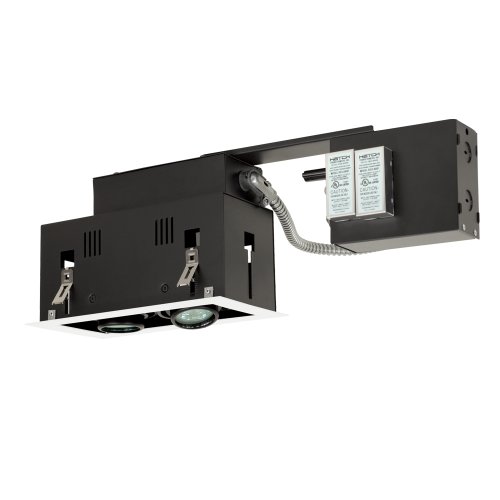 Jesco Lighting MGR1650-2EWB Modulinear Directional Lighting for Remodeling, Double Gimbal 50W MR16 2-Light Linear, Black Interior with White Trim