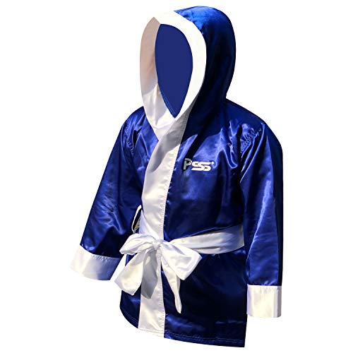 PSS New Ultimate Long Sleeve Boxing Robe Uniform Kick Boxing Mixed Martial Art Muay Thai Training Robe 910 (910 Blue, 9-10 Year)
