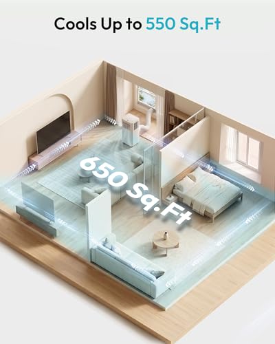 Image of EUHOMY 14,000 BTU Portable Air Conditioners, 4 in 1 Smart Portable AC Unit Cools Up to 650 Sq.Ft with Remote /Wi-Fi APP Control, Cool, Fan, Dry, Sleep Mode, 24H Timer, Installation Kits, for Bedroom