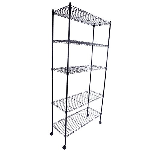 Bonnlo 5-Tier Wire Shelving Unit with Wheels, Adjustable Storage Rack for Kitchen & Pantry, 90x35x165cm,NSF Certified, 80kg Capacity, Black - Image 6