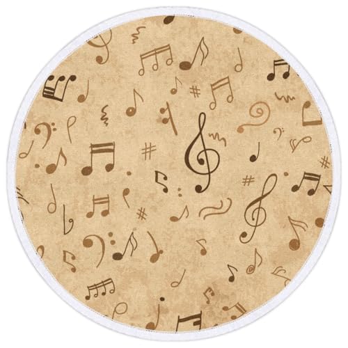 Notes Music Upbeat Round Beach Towel, 60