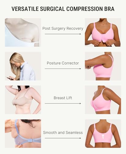Image of FeelinGirl Post Surgery Bras for Women Front Closure Mastectomy Bras Surgical Wireless Full Coverage Compression Bra