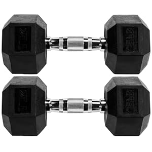 Rubber Encased Hex Dumbbell with Rack