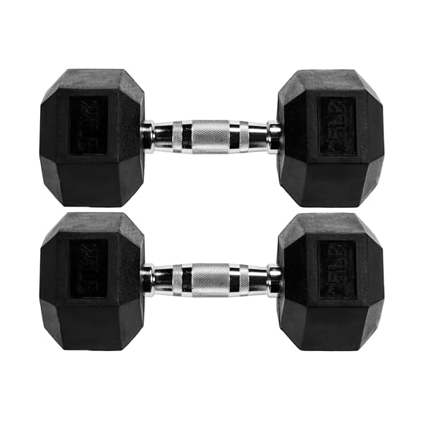 Hex Dumbbells Rubber Coated Hand Weights Pairs for Exercises and Fitness, Multiple Sizes
